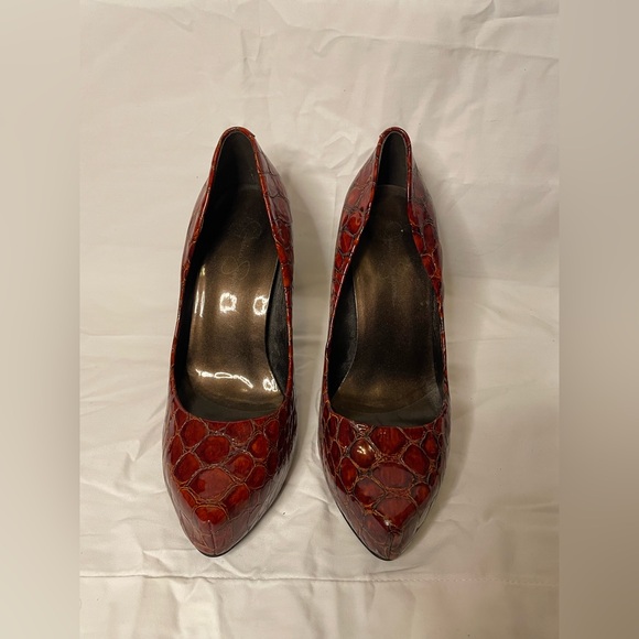 FINAL SALE Jessica Simpson platform patent leather croc heel - Picture 1 of 4